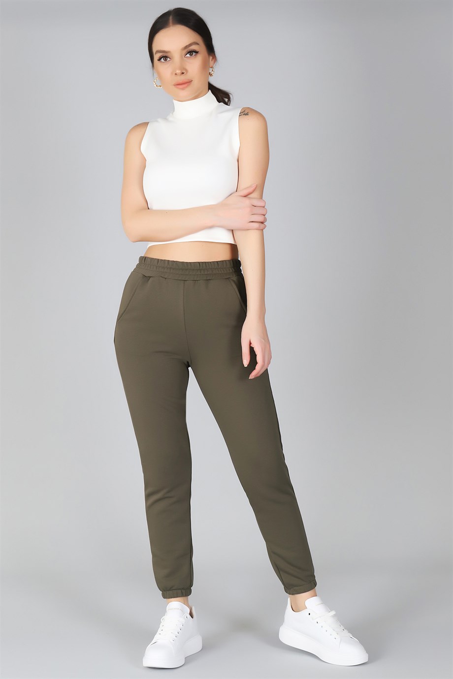 Sweetness Women's Khaki Elastic Trousers