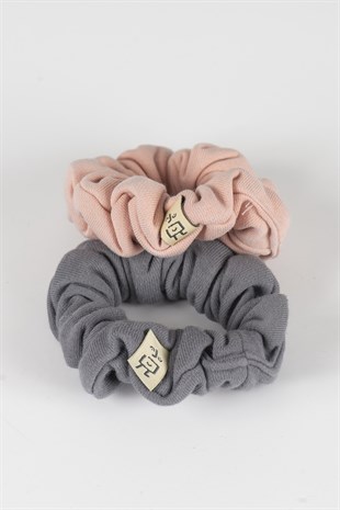 GREY - PİNK SCRUNCHIES