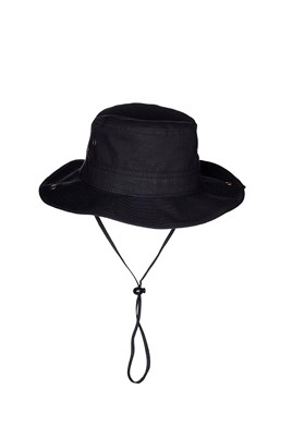  Fonem Unisex Yanları Çıtçıtlı Katlanabilen %100 Pamuk Safari Şapka Fo 7069 Siyah