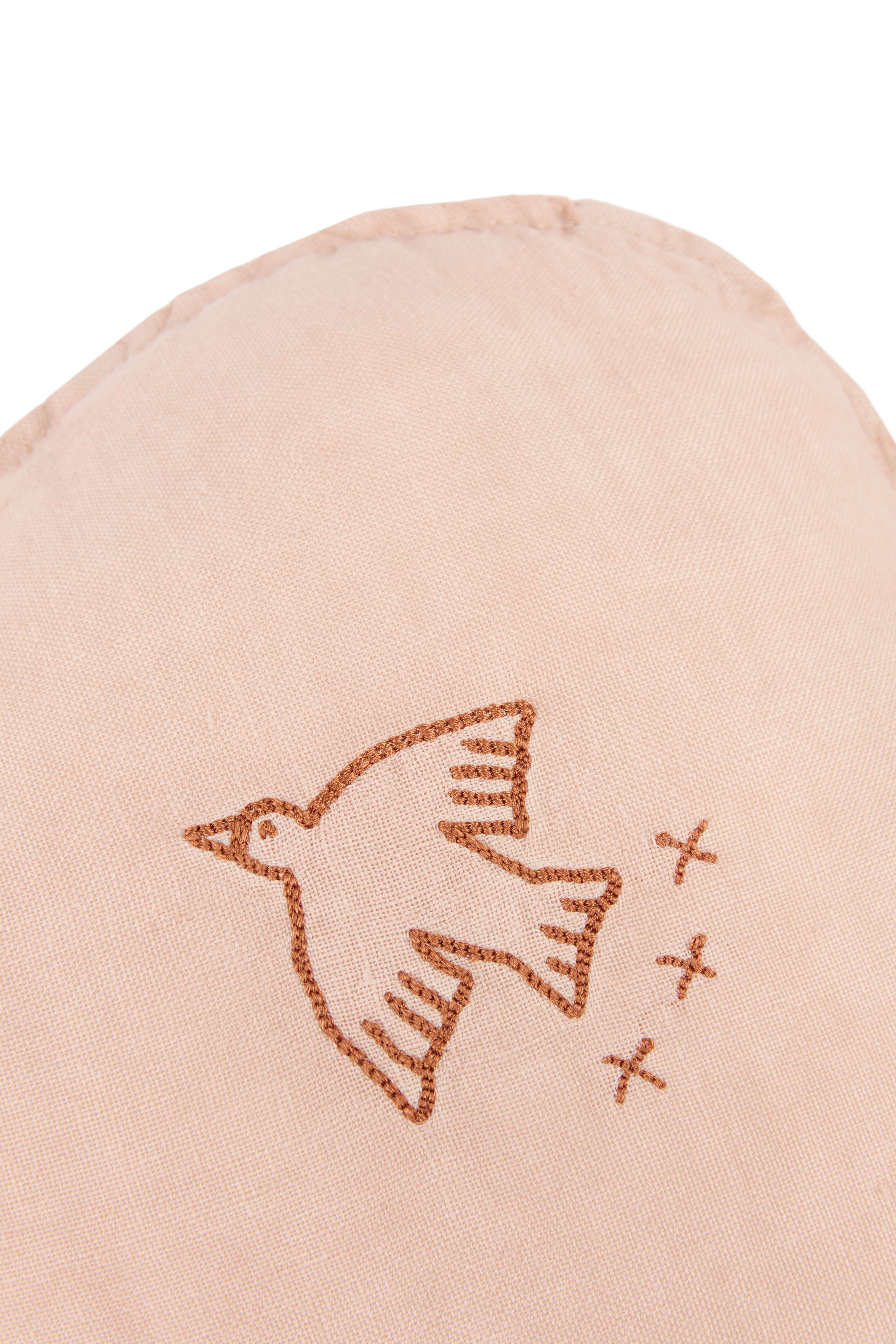 Nobodinoz İşlemeli Fransız Keten Yastık, Cloud Powder Pink