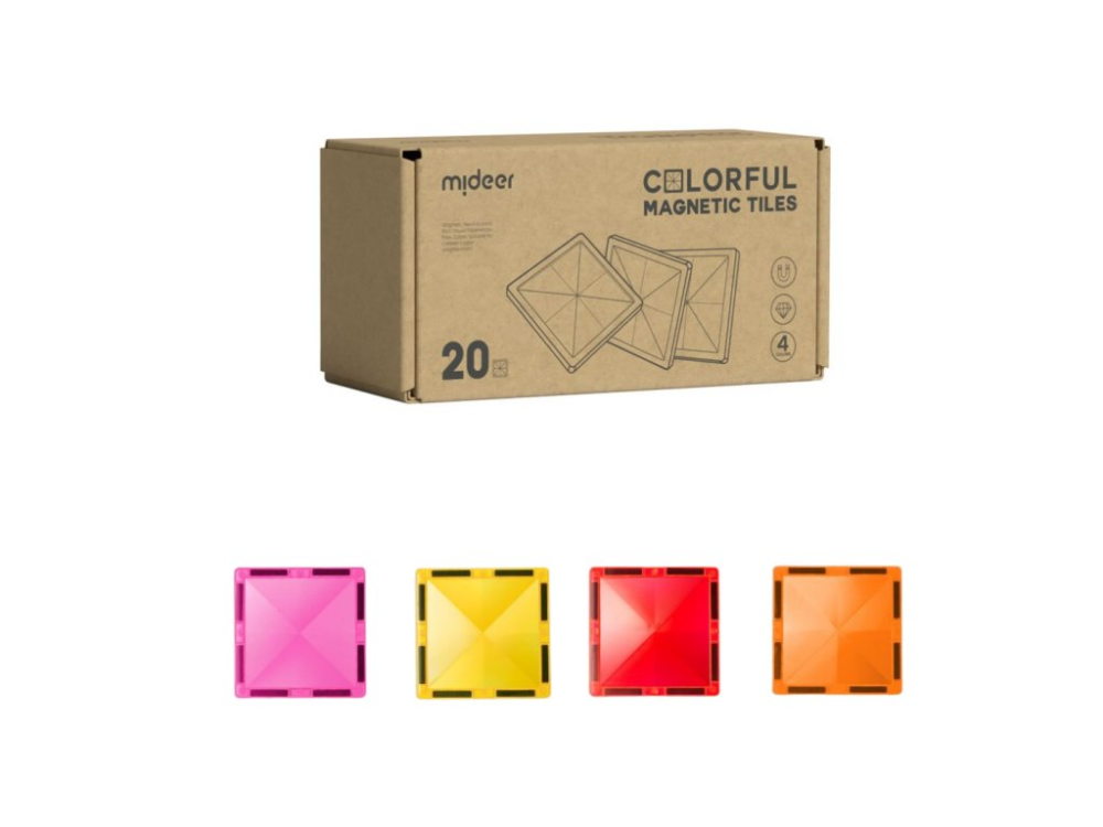 Mideer Magnetic Tiles - Sıcak Renkler, 20 Parça