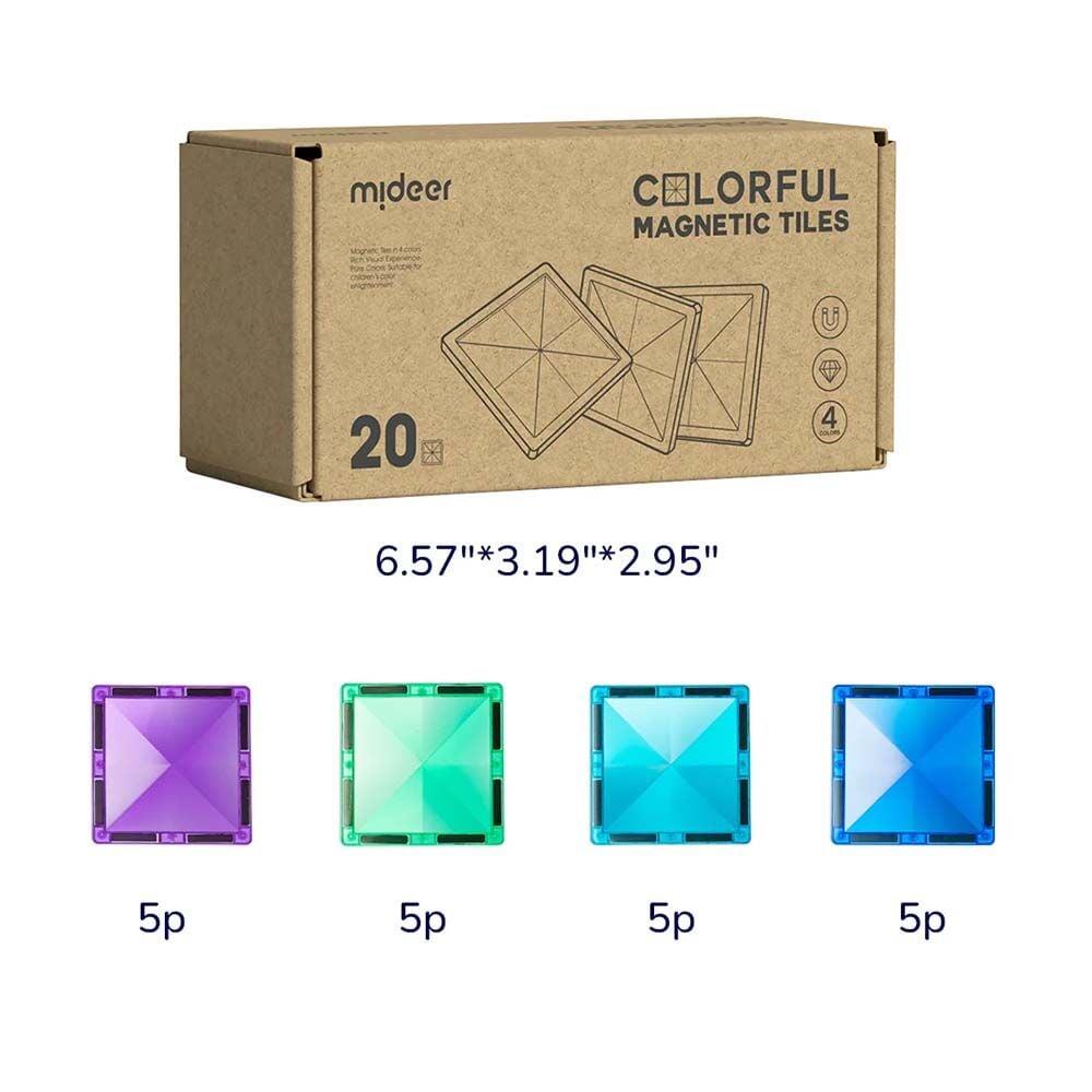 Mideer Magnetic Tiles - Soğuk Renkler, 20 Parça