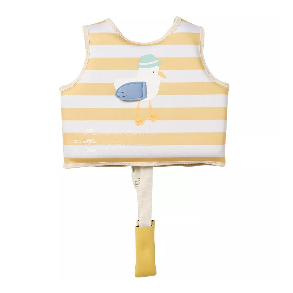 Kids Swim Vest Sid the Seagull Mustard Stripe -1-2