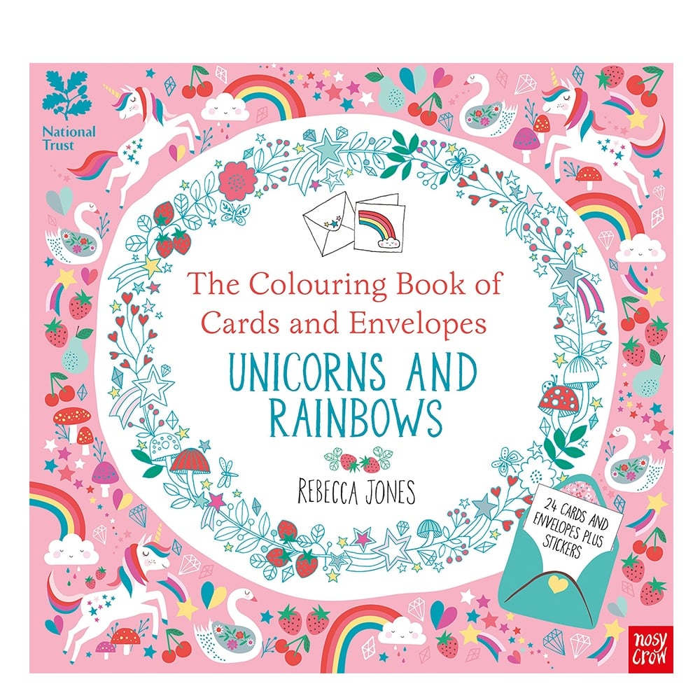 NATIONAL TRUST: COLOURING BOOK OF CARDS AND ENVELOPES - UNICORNS AND RAINBOW Çocuk Kitapları Uzmanı - Children's Books Expert