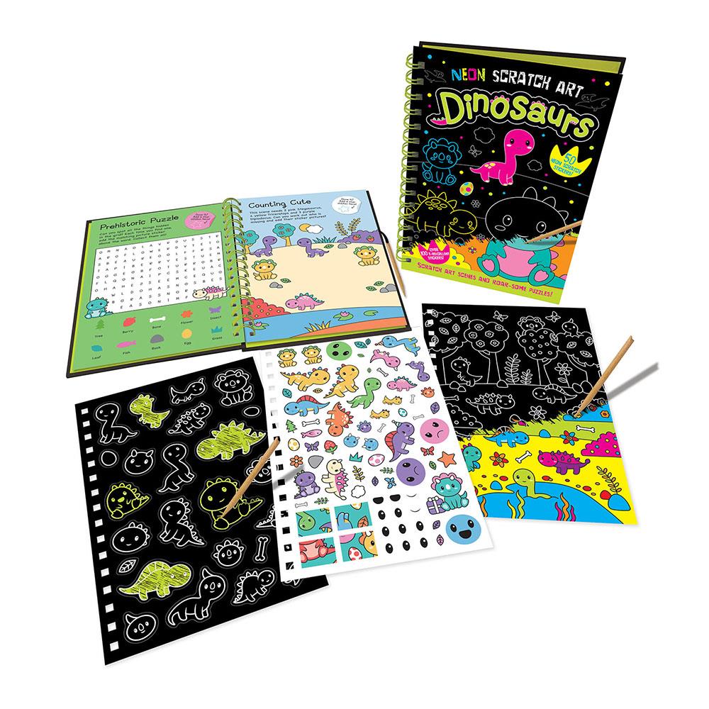 Neon Scratch Art - Dinosaurs