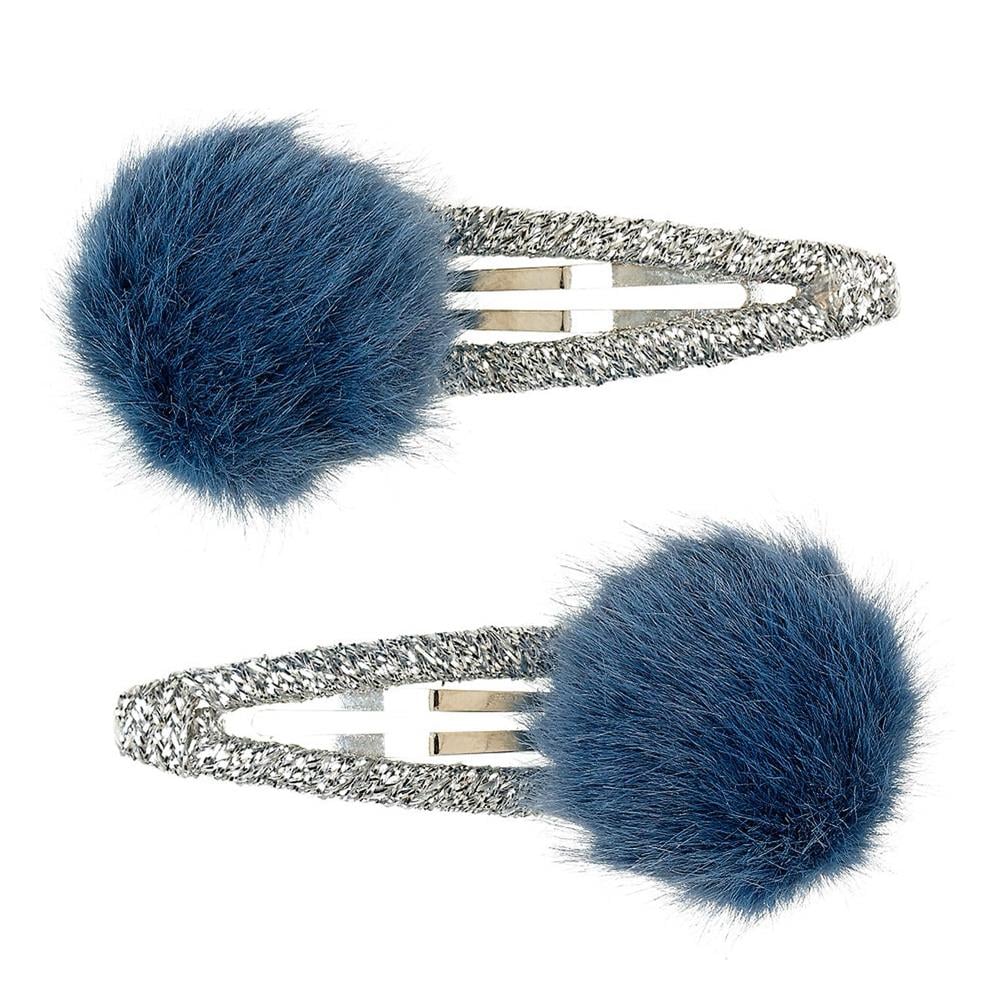 Peluş Ponponlu Klipsli Toka - Lacivert Çocuk Kitapları Uzmanı - Children's Books Expert