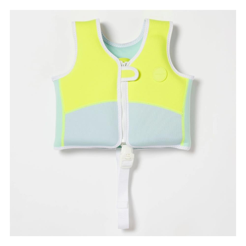 Salty the Shark Swim Vest Aqua Neon Yellow - 2-3