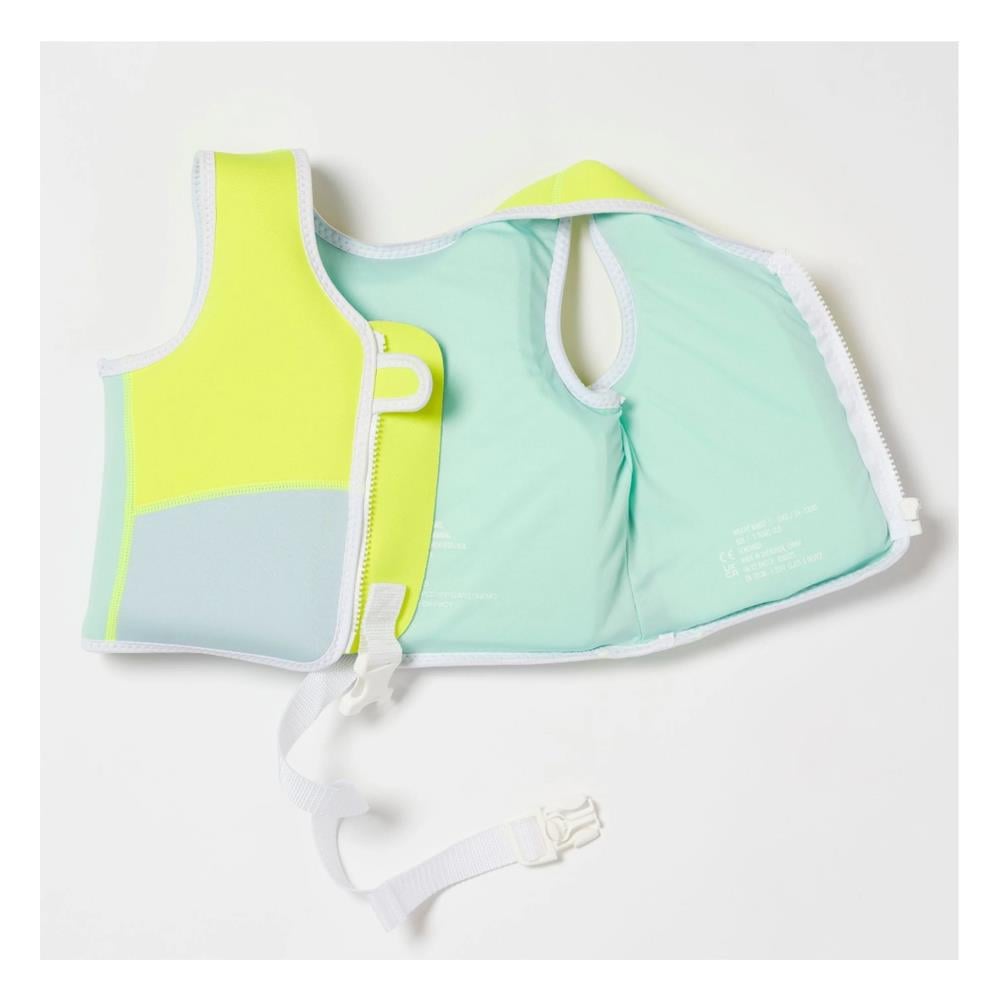 Salty the Shark Swim Vest Aqua Neon Yellow - 1-2
