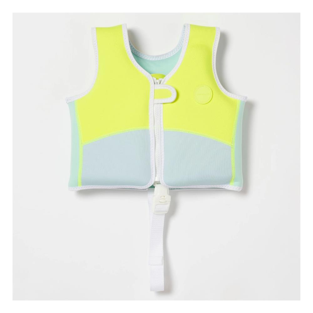 Salty the Shark Swim Vest Aqua Neon Yellow - 1-2