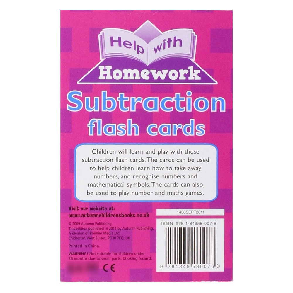 SUBTRACTION FLASH CARDS