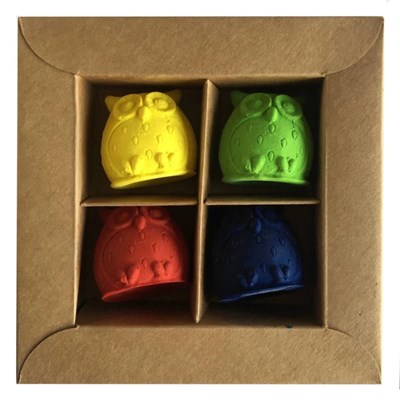 4 Lü Baykuş Figürlü Pastel Boya Seti