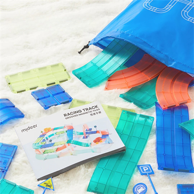 Mideer Magnetic Tiles - Arabalı Yarış Pisti