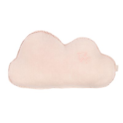 Nobodinoz İşlemeli Fransız Keten Yastık, Cloud Mauve Pink