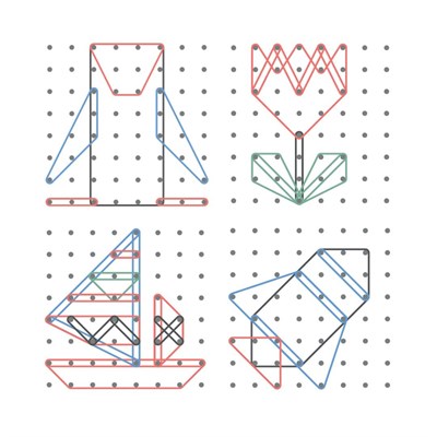 Geoboard - Ahşap Lastikli Şekiller