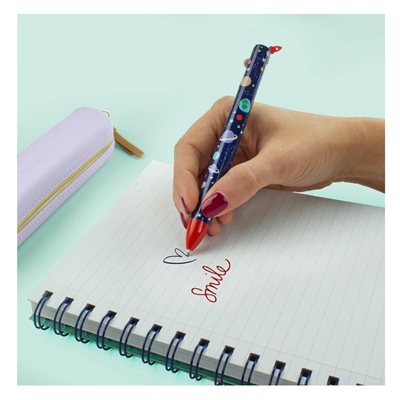 İki Renkli Tükenmez Kalem Kırmızı - Mavi Gezegenle