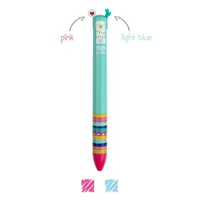 İki Renkli Tükenmez Kalem Pembe - Mavi Lama