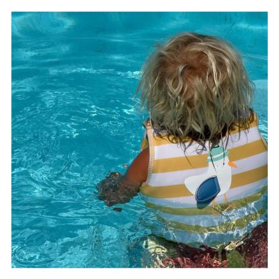 Kids Swim Vest Sid the Seagull Mustard Stripe -1-2