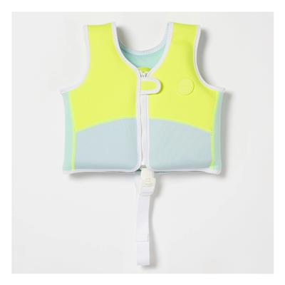 Salty the Shark Swim Vest Aqua Neon Yellow - 1-2