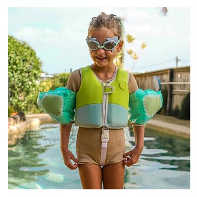 Salty the Shark Swim Vest Aqua Neon Yellow - 1-2