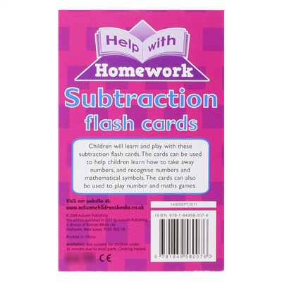 SUBTRACTION FLASH CARDS