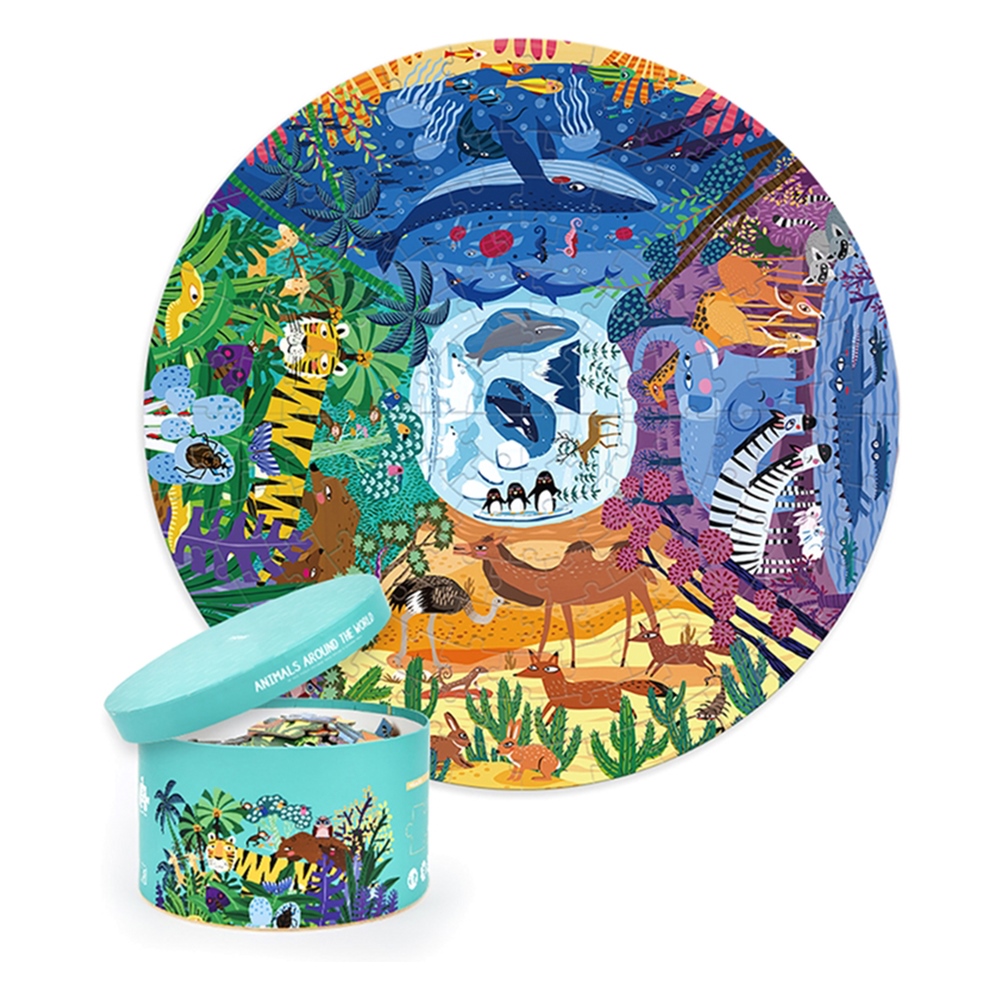 150P ROUND PUZZLE -ANIMALS AROUND THE WORLD Çocuk Kitapları Uzmanı - Children's Books Expert