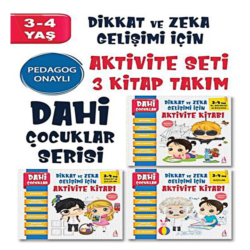 DAHİ ÇOCUKLAR SERİSİ AKTİVİTE SETİ 3-4 YAŞ (3 KİTAP TAKIM)