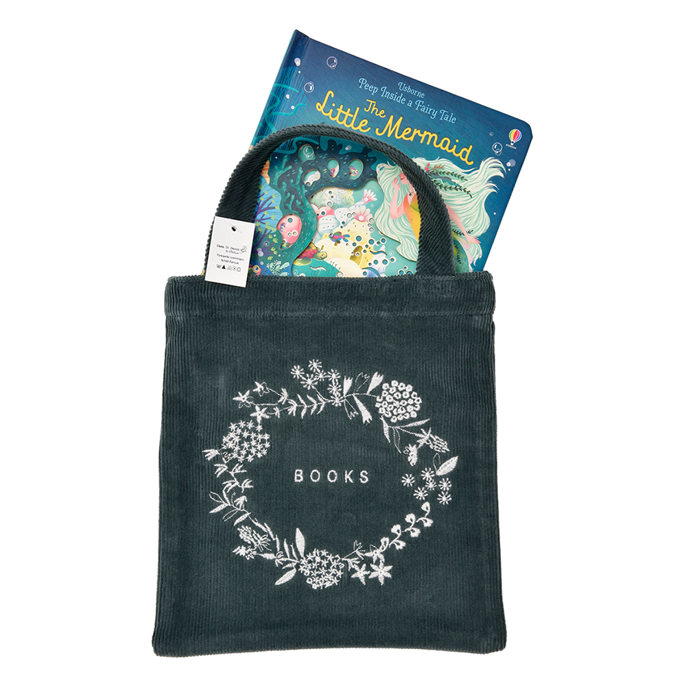 Gri Kadife Kitap Çantası Çocuk Kitapları Uzmanı - Children's Books Expert