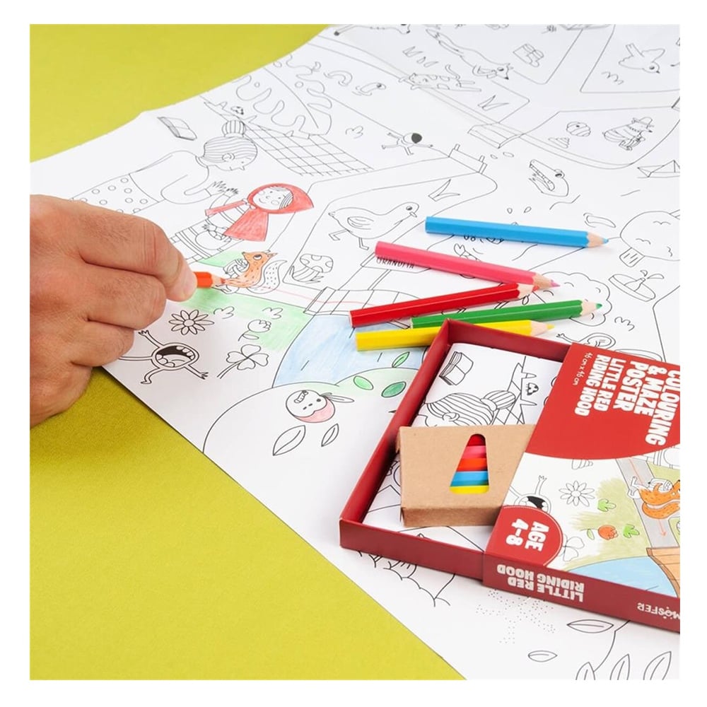 KIRMIZI NAŞLIKLI KIZ - BOYAMA VE LABİRENT POSTER Çocuk Kitapları Uzmanı - Children's Books Expert