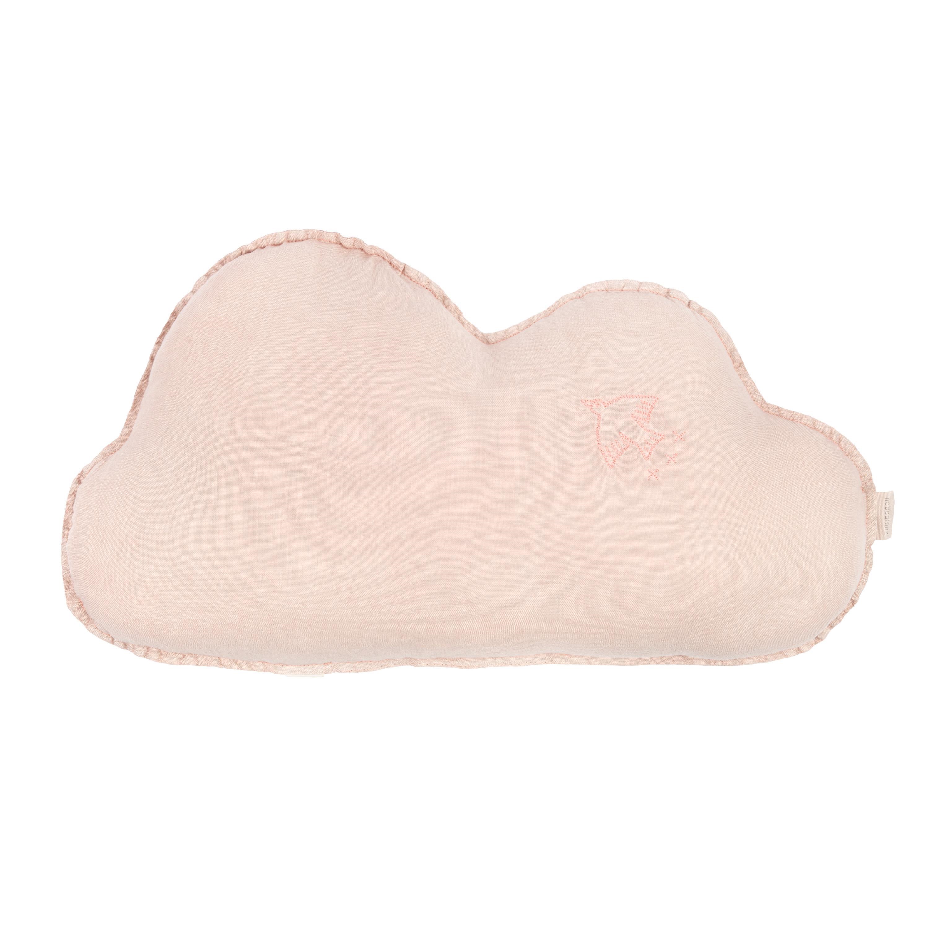 Nobodinoz İşlemeli Fransız Keten Yastık, Cloud Mauve Pink