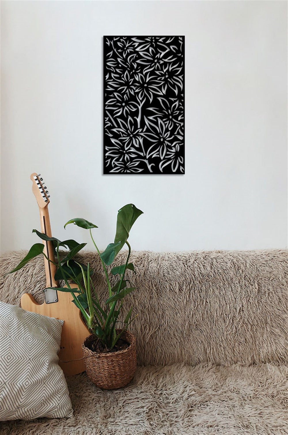Çiçek Desenli Metal Tablo