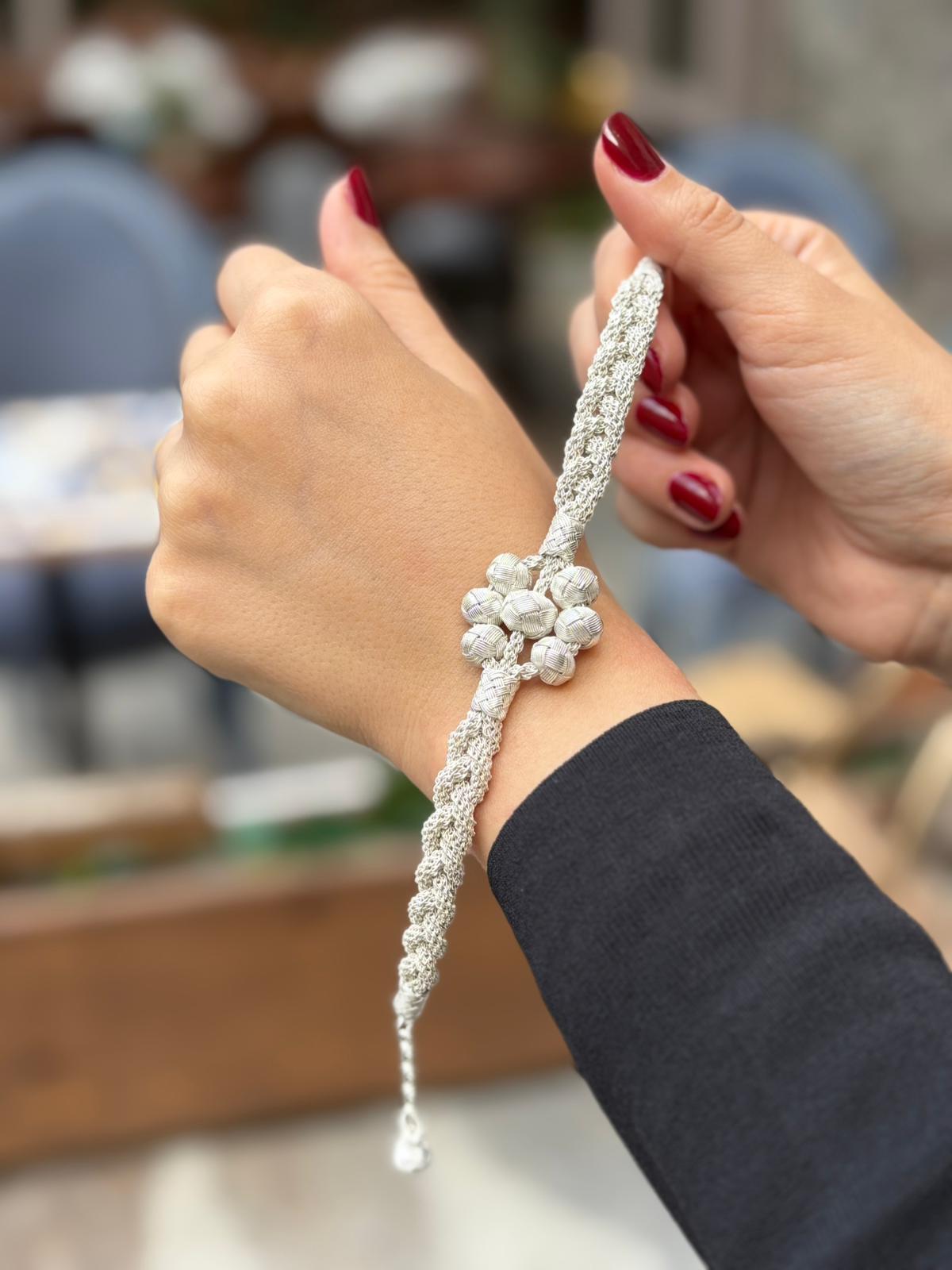 1000 Ayar Gümüş Kazaziye Toplu Çiçek Bileklik