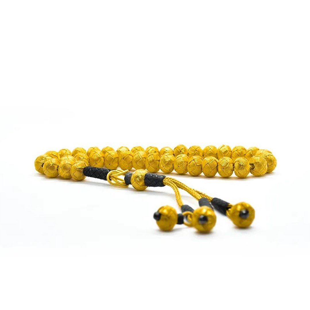 Erkek Gümüş Gold Siyah Kazaziye Tesbih