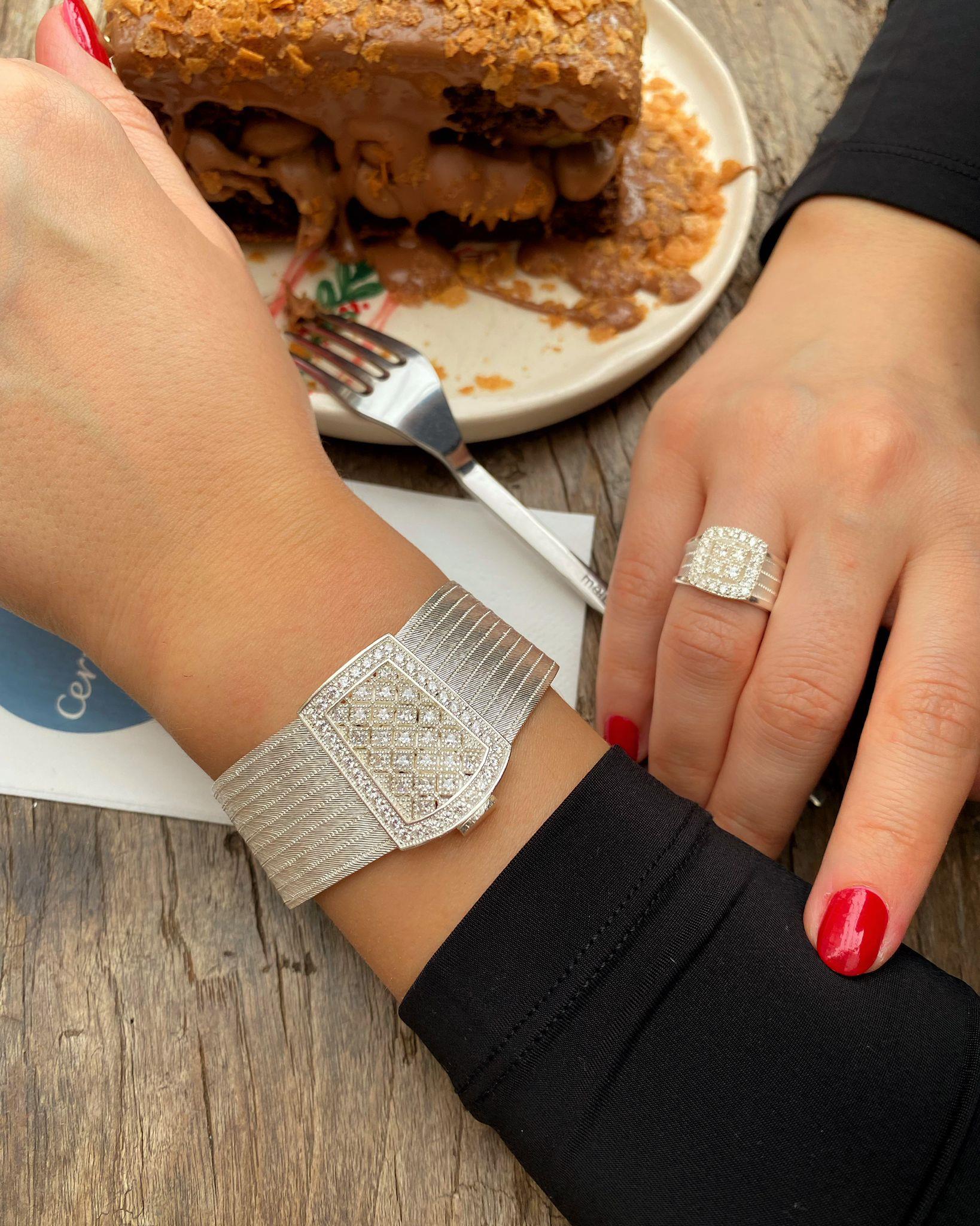 Kadın Gümüş 11 Sıra Prenses Toka Hasır Bileklik