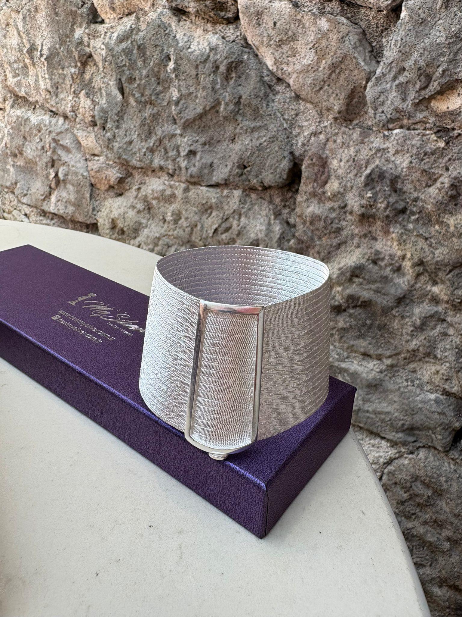 Kadın Gümüş 21 Sıra Klasik Toka Hasır Bileklik