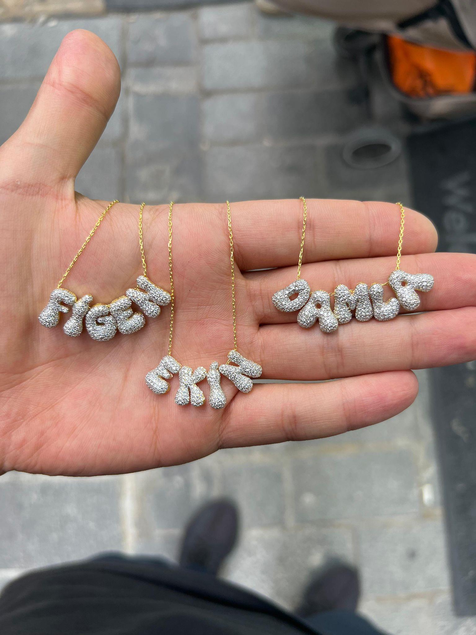 Kadın Gümüş Balon İsim Kolye (5 HARF)