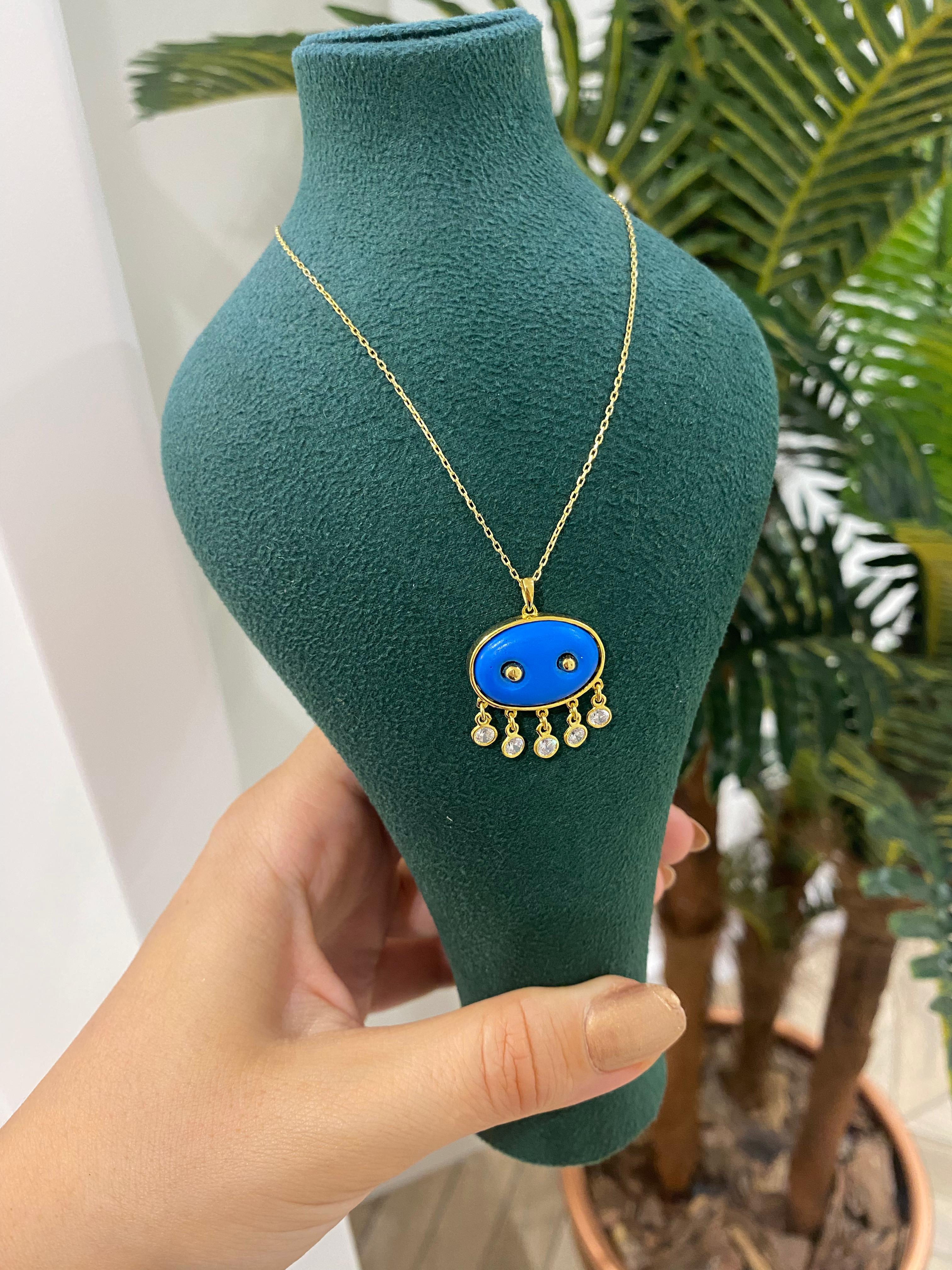 Kadın Gümüş Doğal Taşlı Süryani Kolye