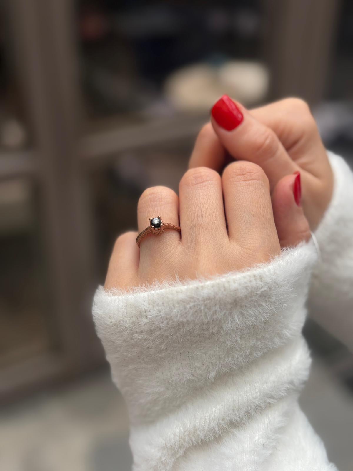 Kadın Gümüş Elmas Montür Tektaş Yüzük