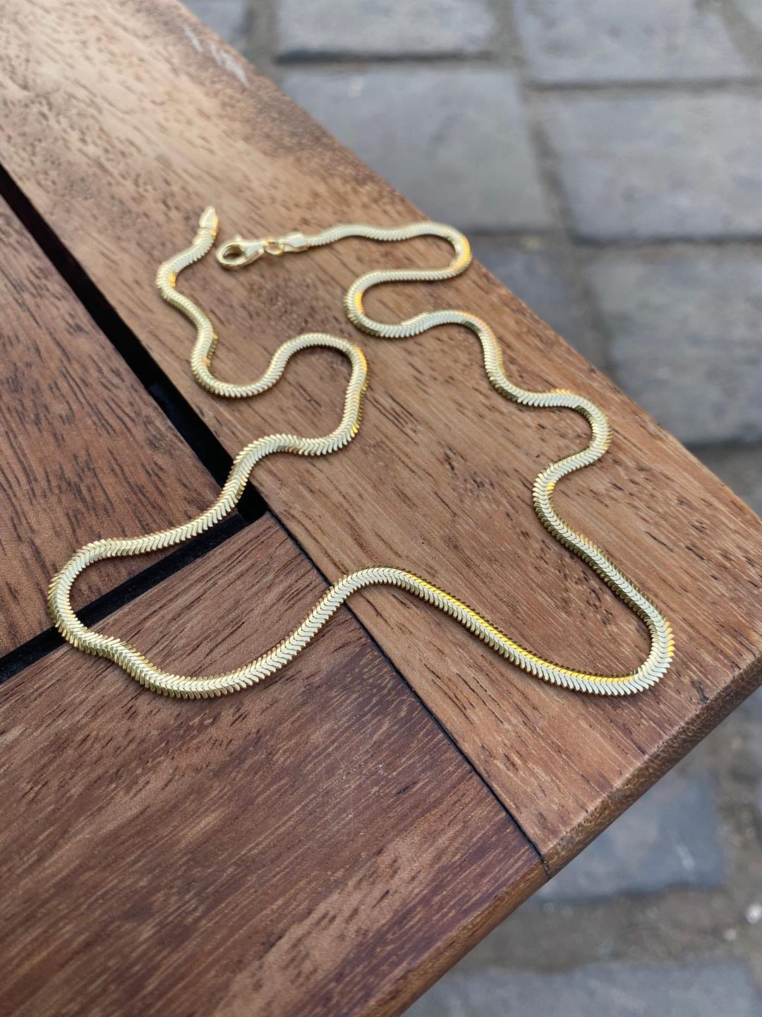 Kadın Gümüş Gold İnce İthal Yassı Zincir