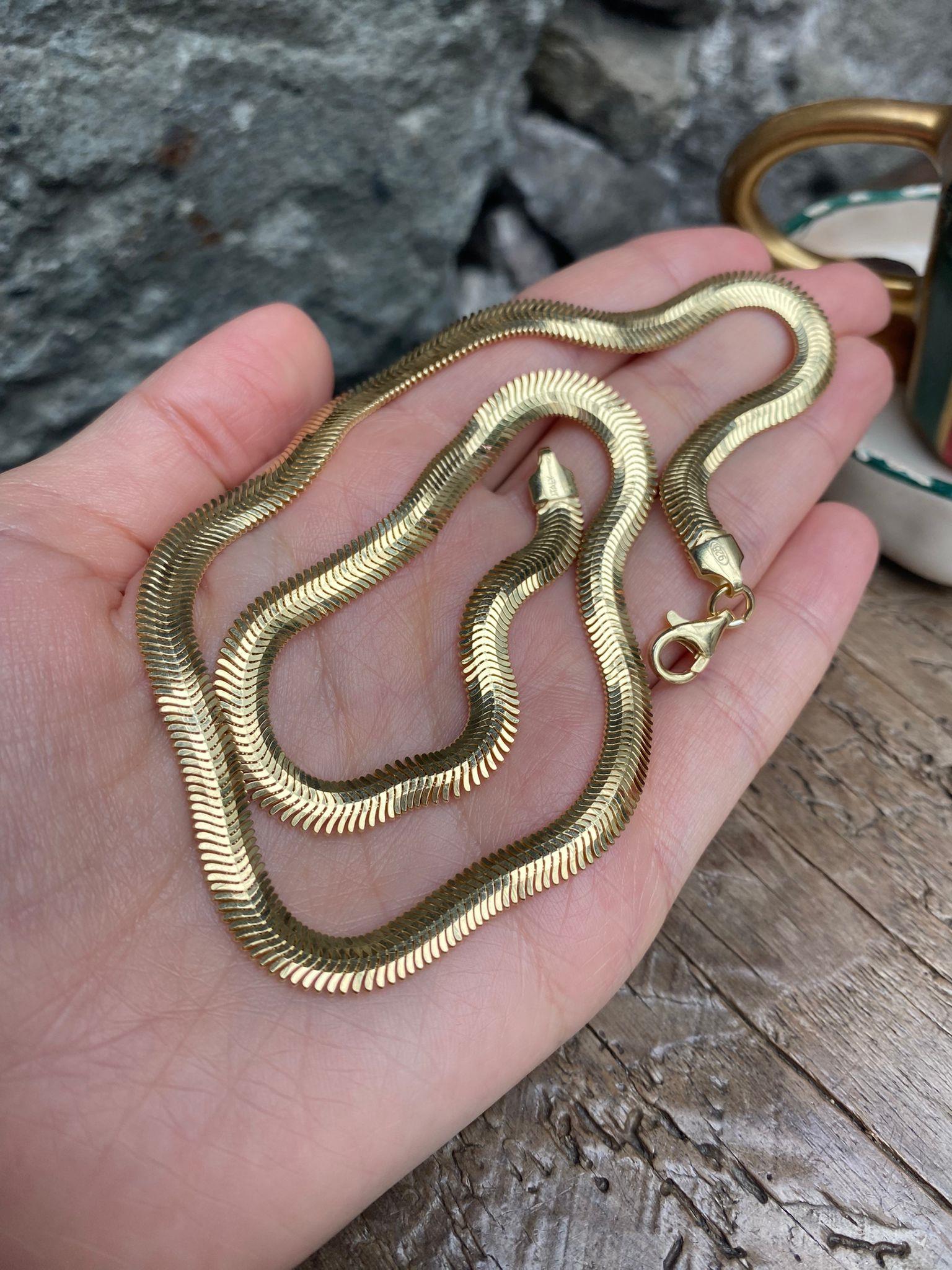 Kadın Gümüş Gold İthal Kalın Yassı Zincir 5841