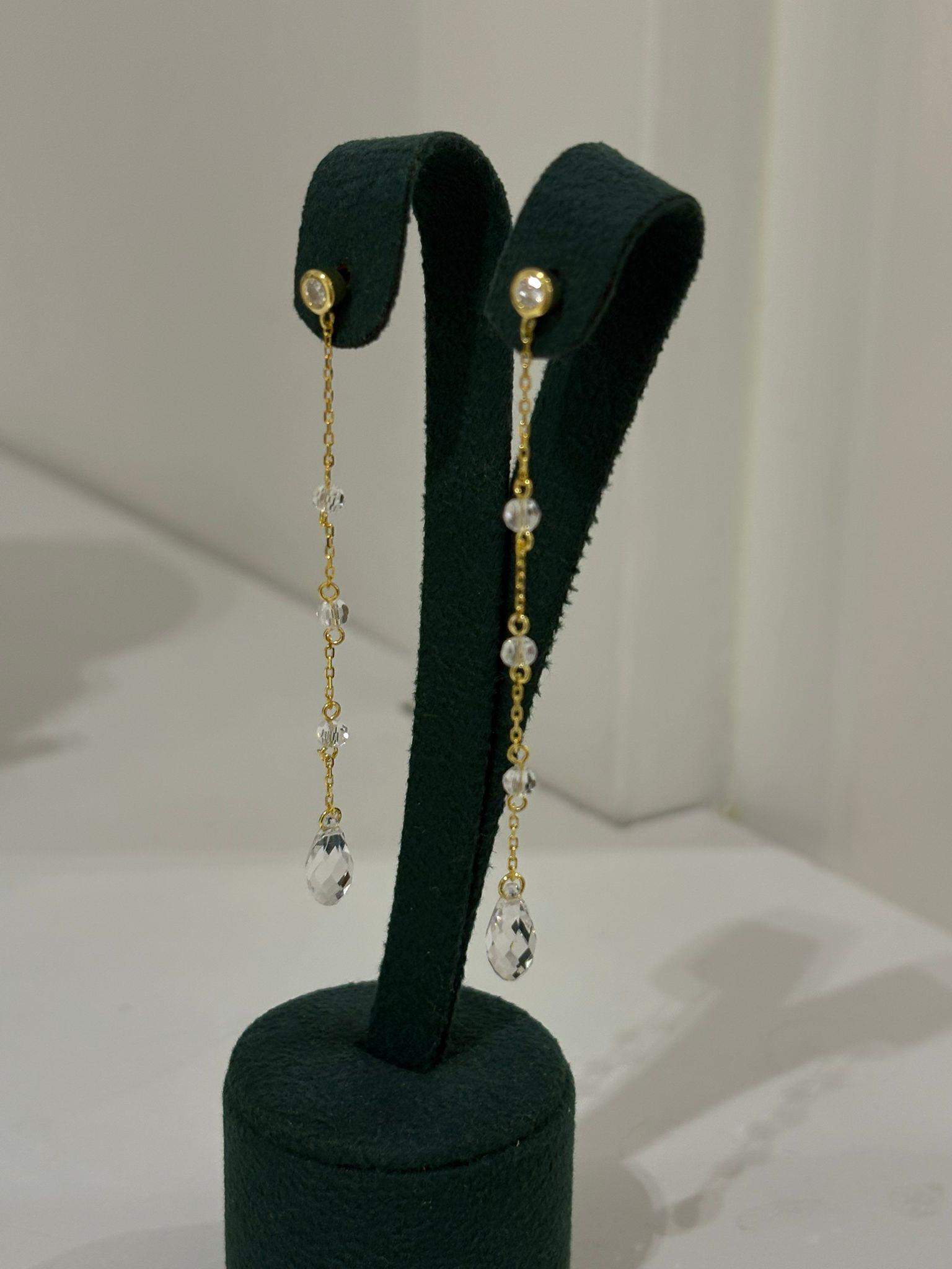 Kadın Gümüş Gold Zincir Sarkıt Küpe