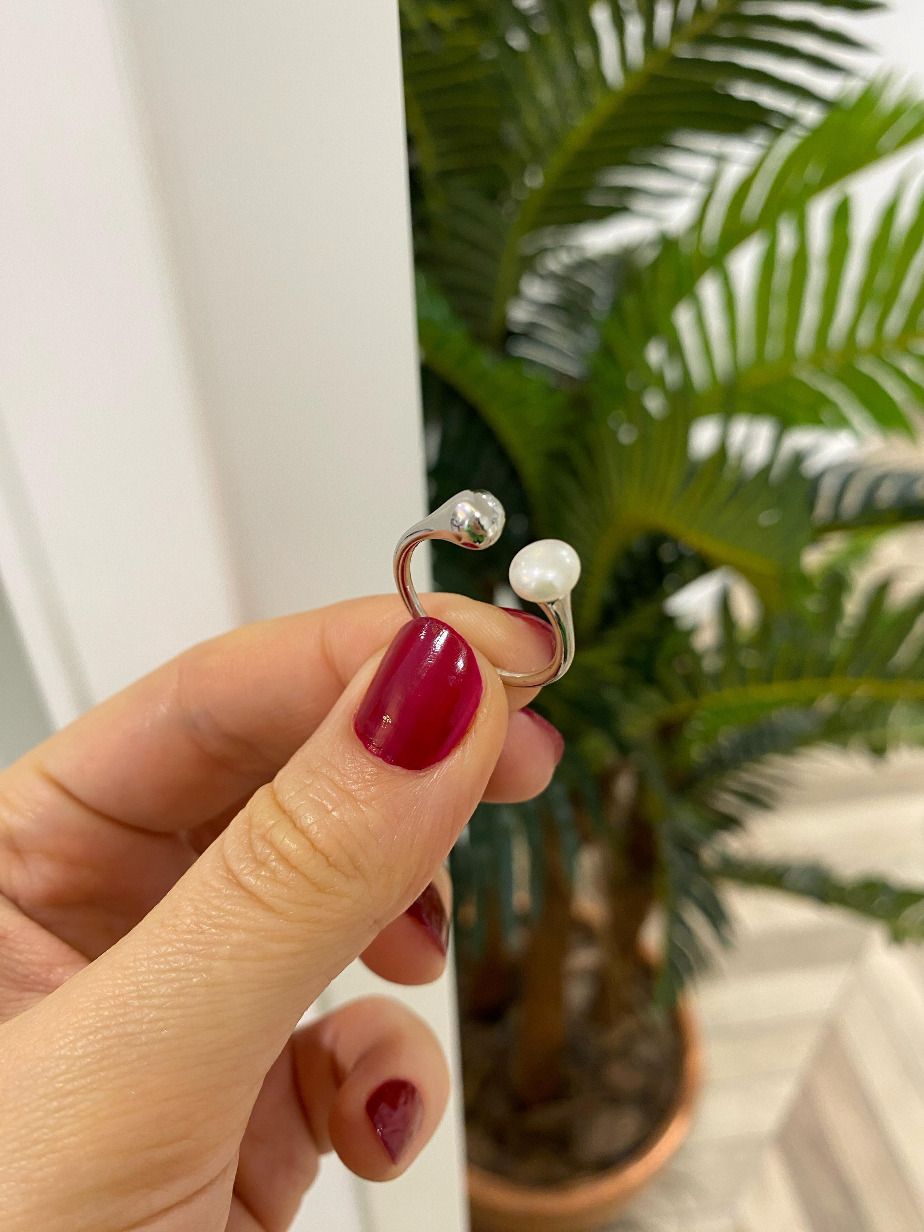 Kadın Gümüş İncili Yüzük