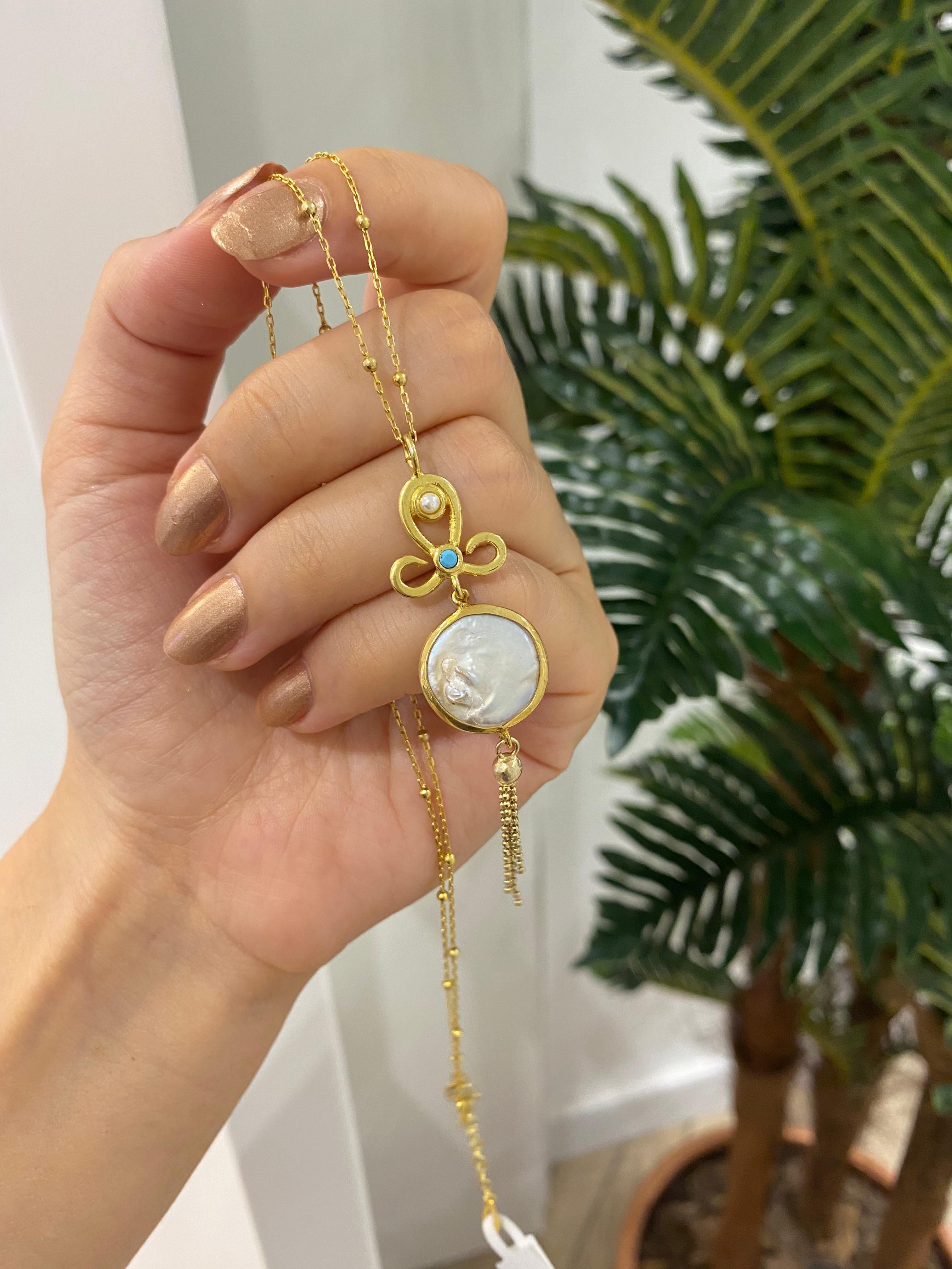 Kadın Gümüş Sedefli Tasarım Kolye