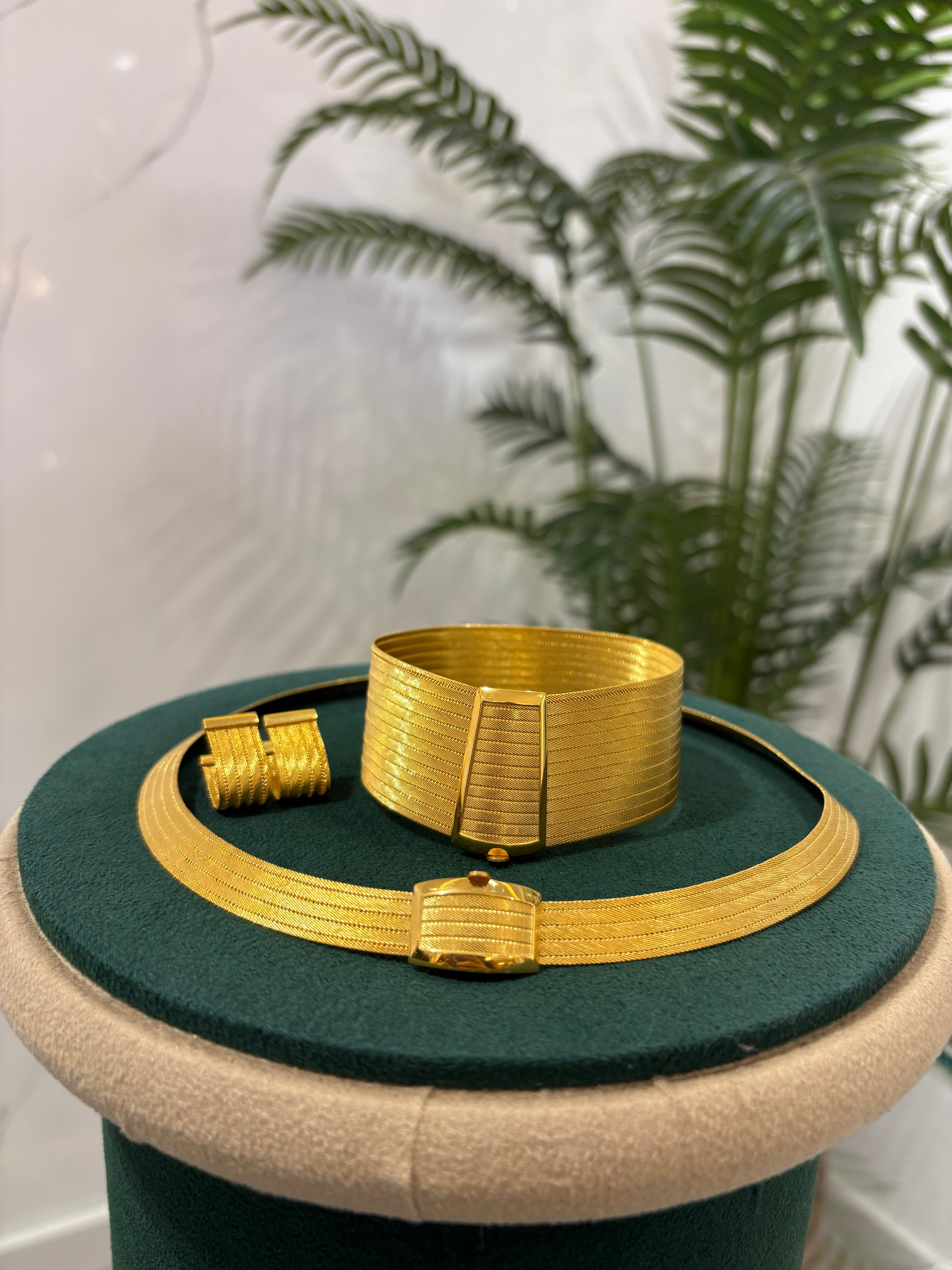 Kadın Gümüş Trabzon Hasır Set 13 Sıra Bileklik 5 Sıra Gerdanlık ve Küpe 