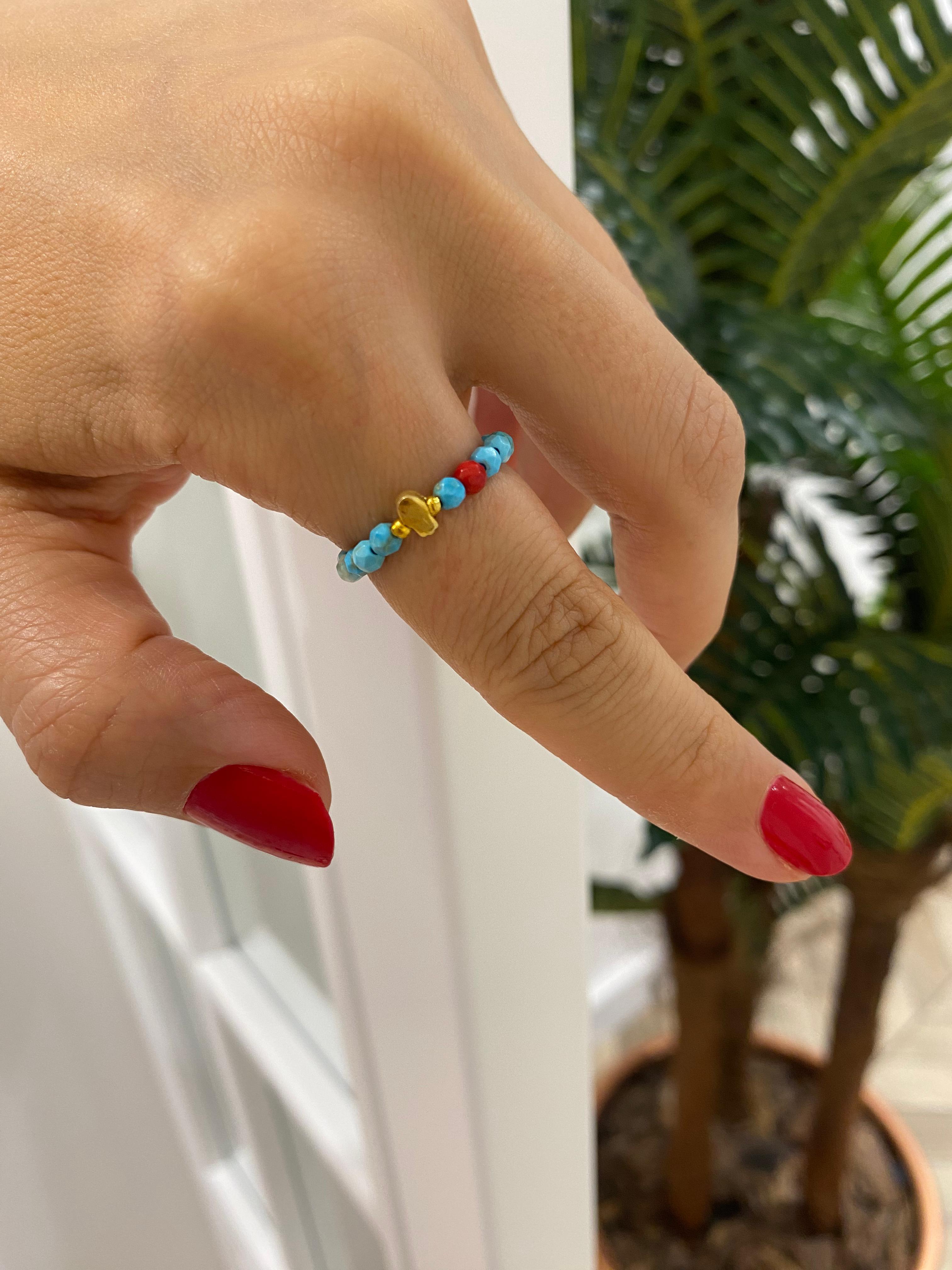 Kadın Gümüş Turkuaz Doğal Taşlı Yüzük