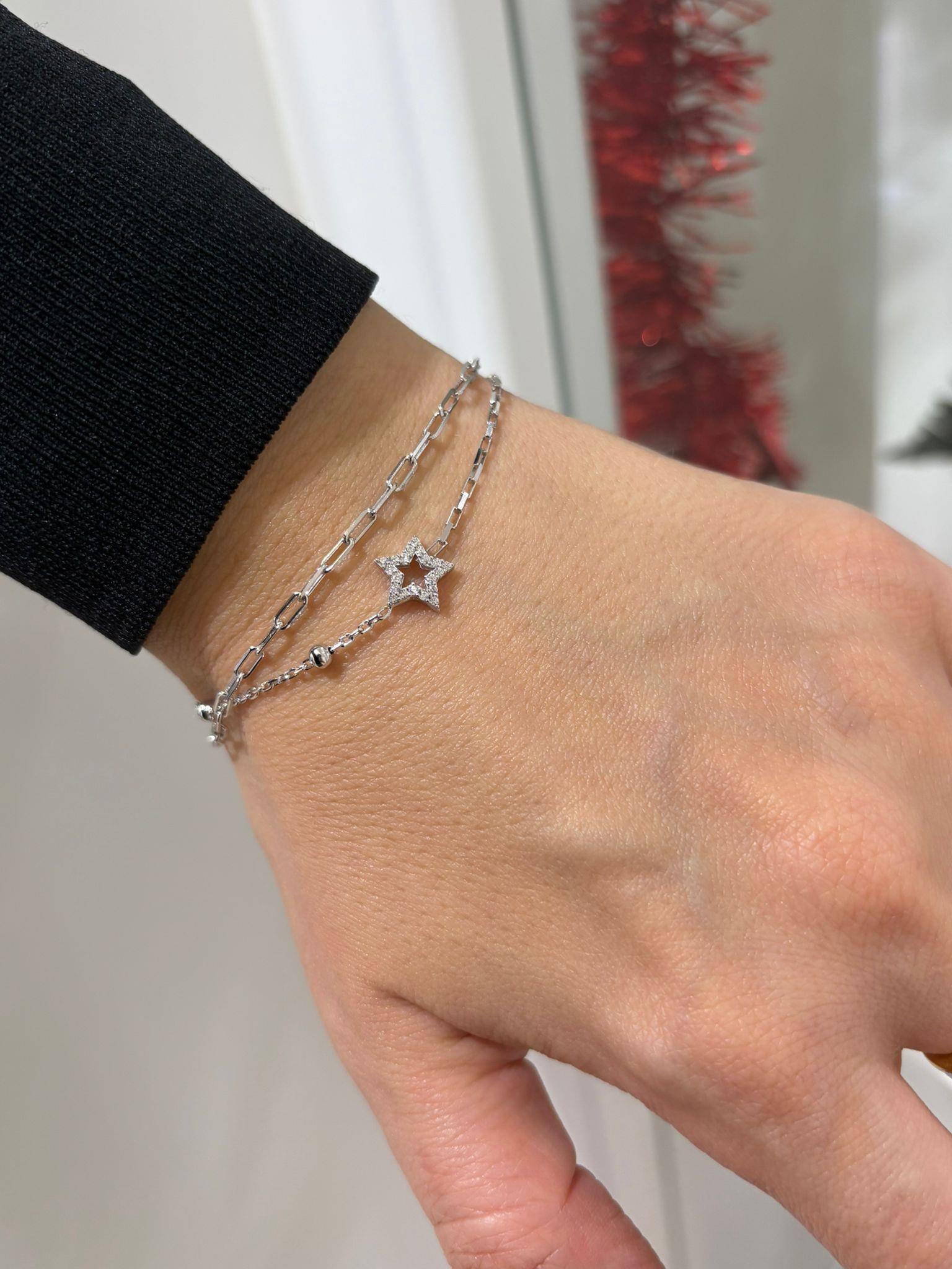 Kadın Gümüş Zincirli Yıldız Bileklik