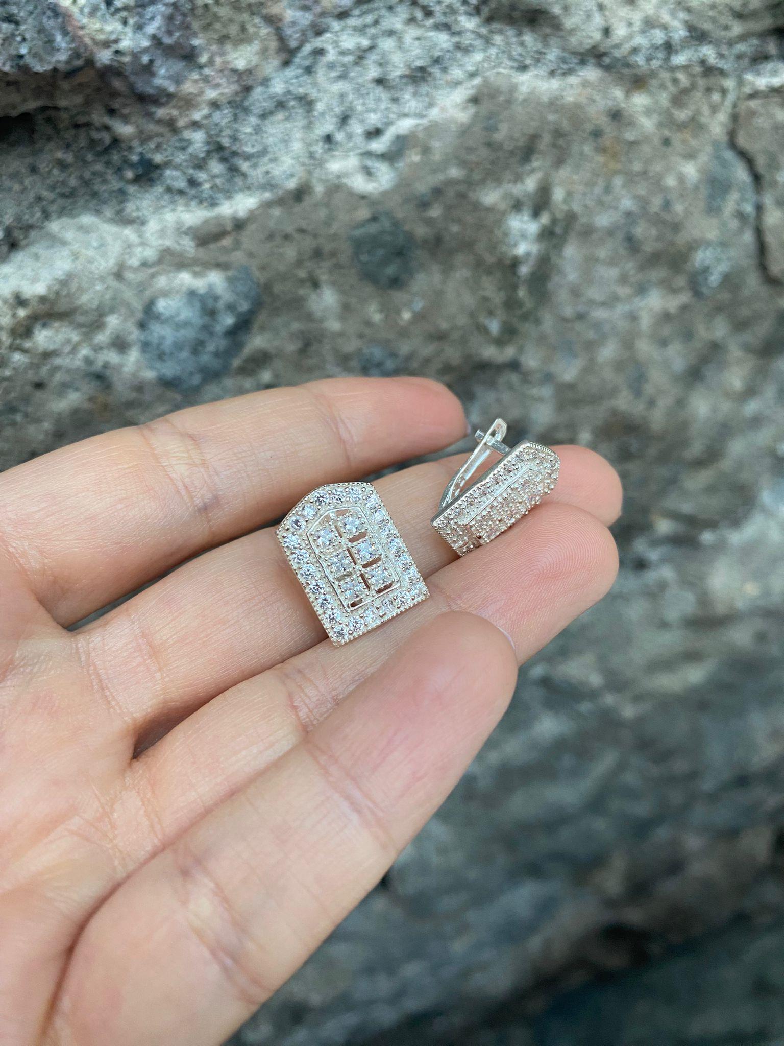 Kadın Trabzon Hasır Gümüş Prenses Toka Küpe 0329