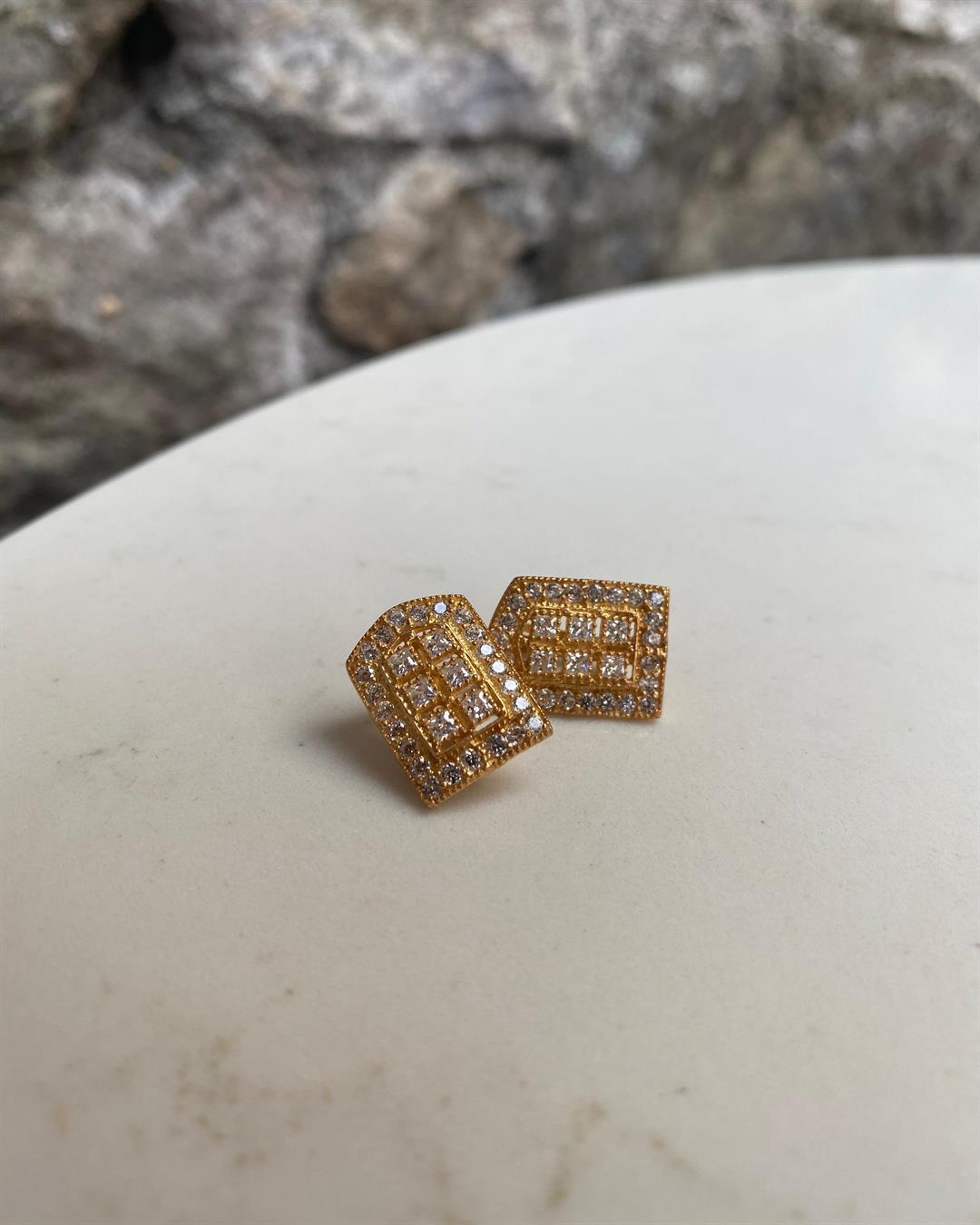 Kadın Trabzon Hasır Gümüş Prenses Toka Küpe 0329