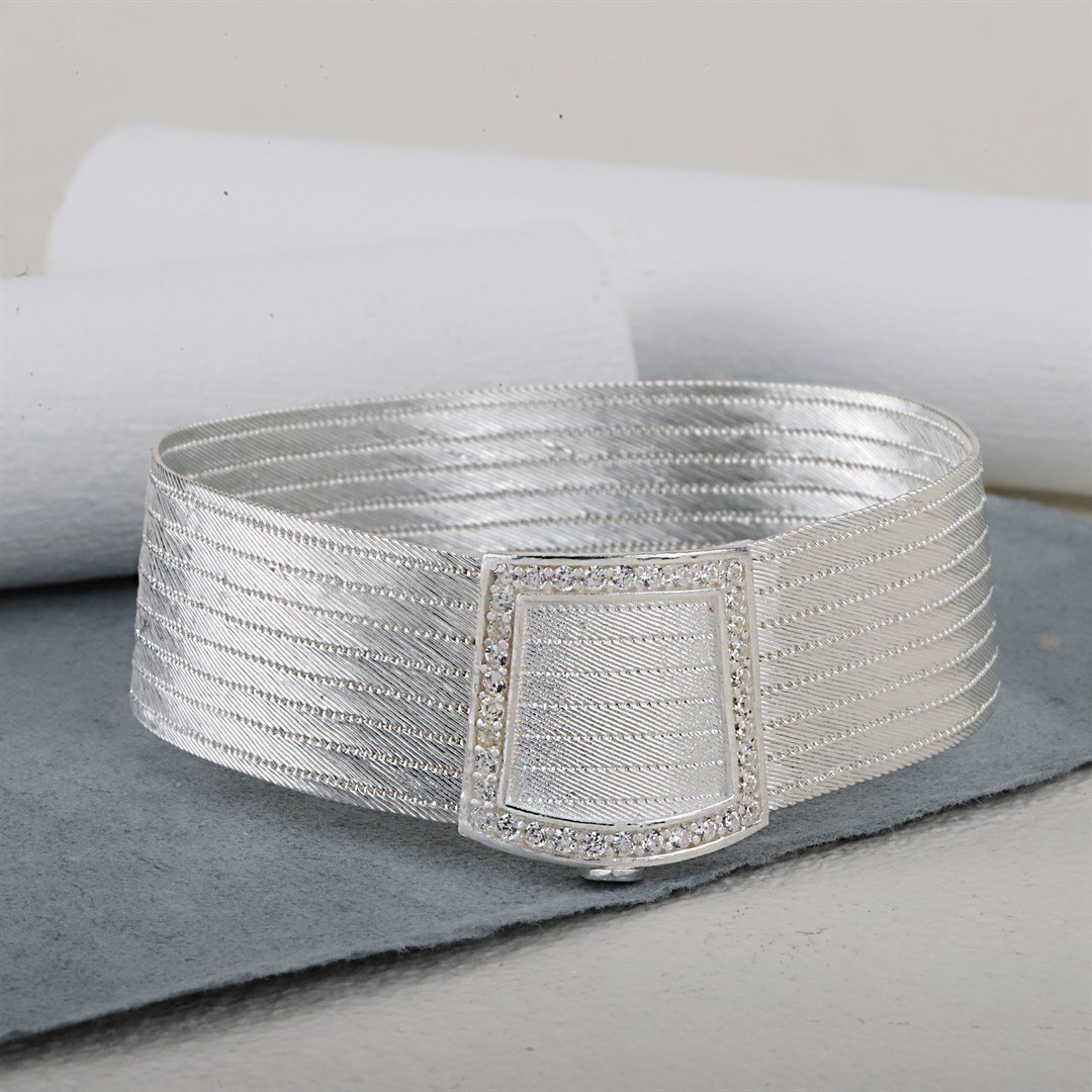 Kadın Trabzon Hasır  Tek Sıra Taşlı Bileklik