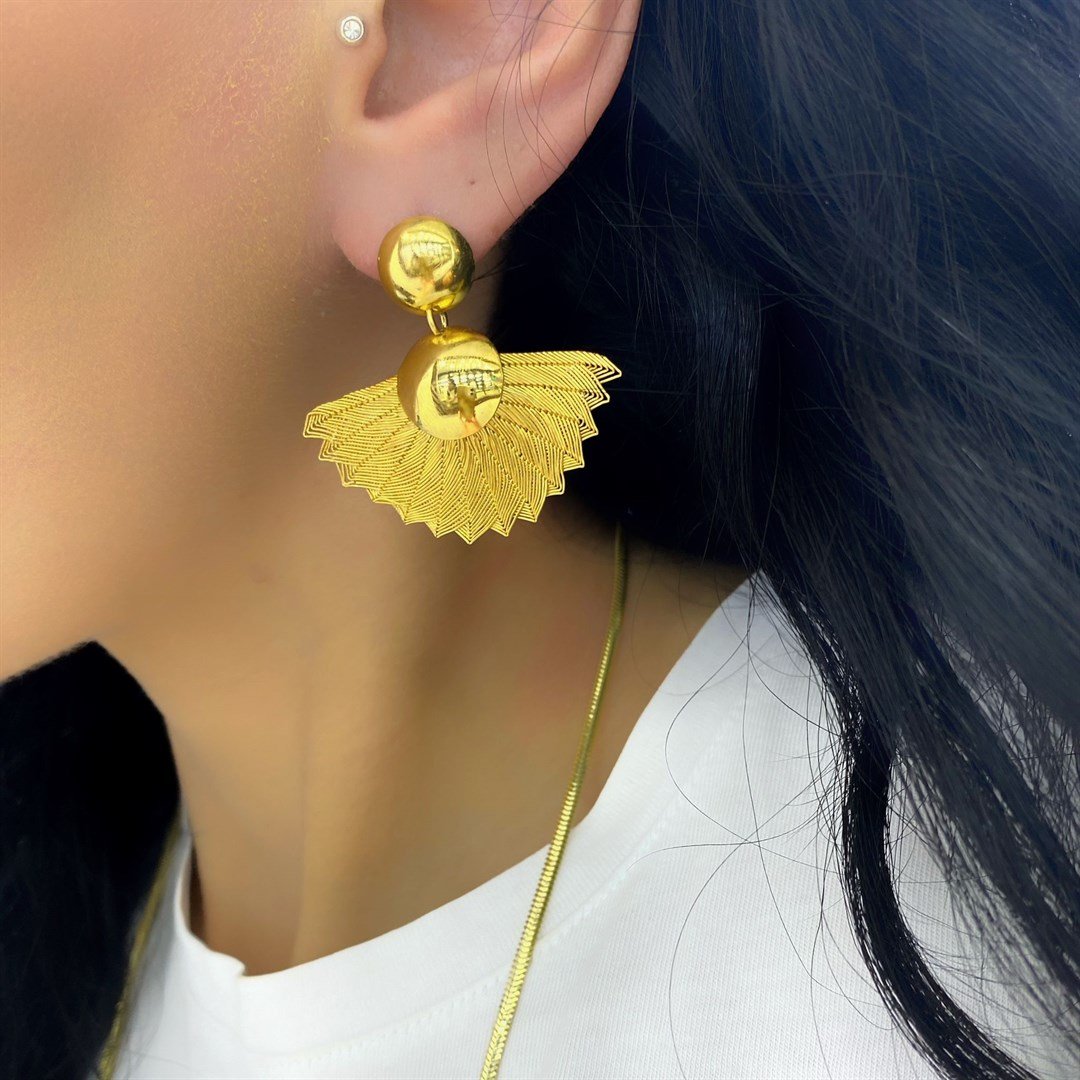 Kadın Yelpaze Hasır Küpe