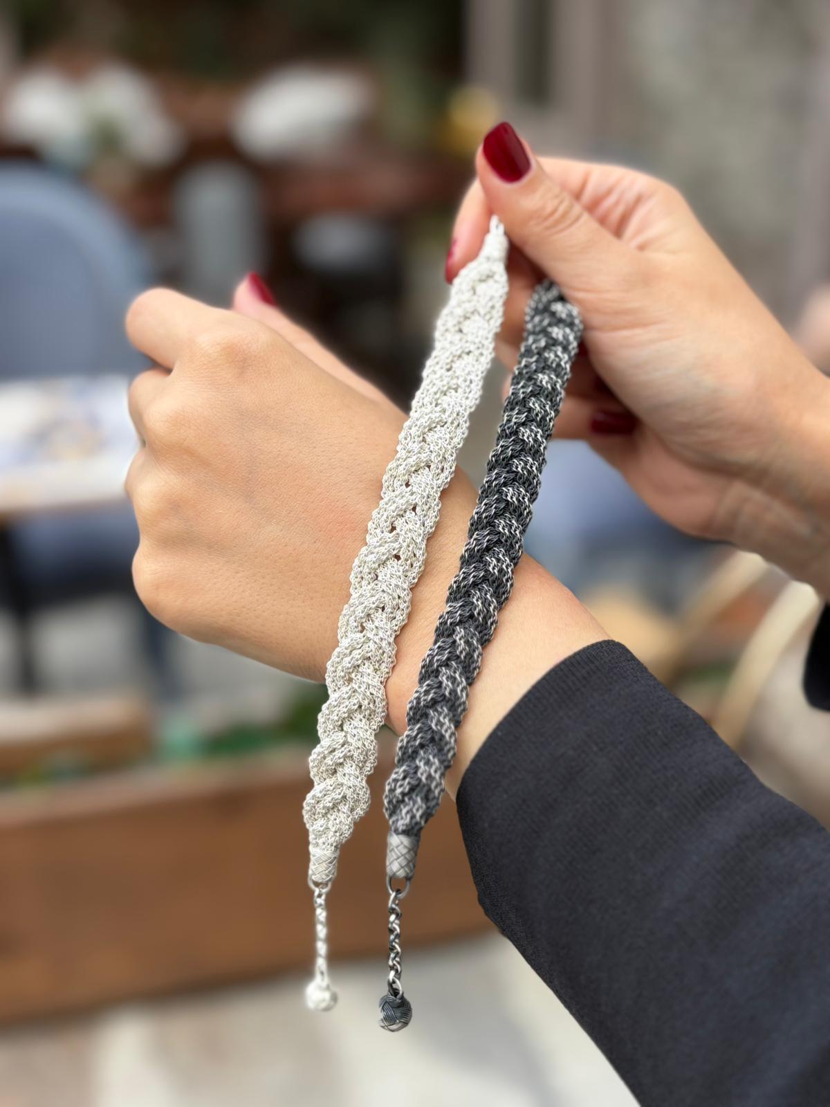 1000 Ayar Gümüş Kazaziye Örgü Bileklik